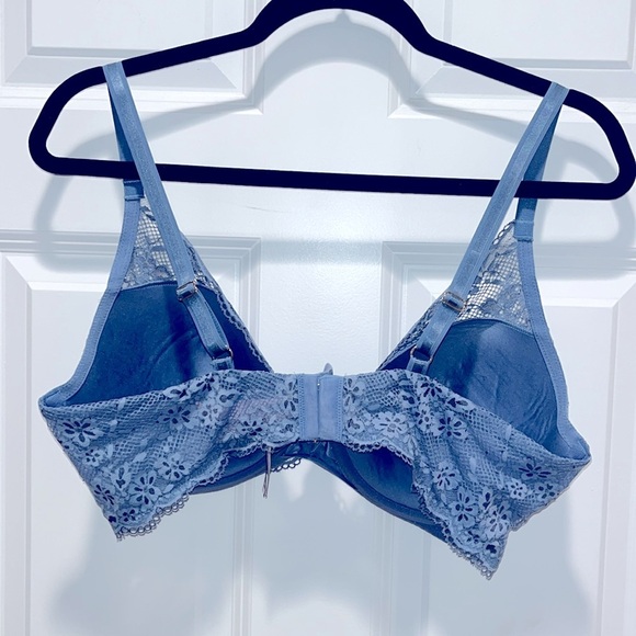 NWT Victoria’s Secret Blue Lace Bra 38D underwire plunge gold hardware NEW - Picture 3 of 9